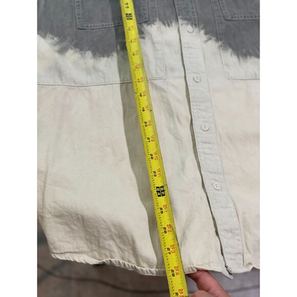 Levis Mens M Long Sleeve Button-Up Dip Dye Shirt Gray & Cream - Picture 13 of 15